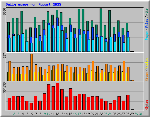 Daily usage for August 2025