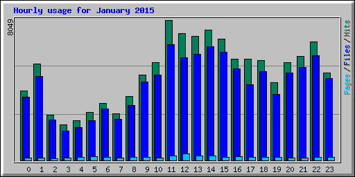 Hourly usage for January 2015