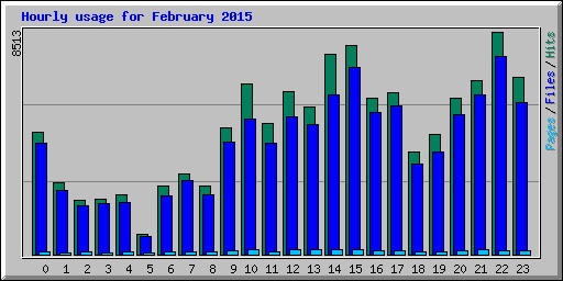 Hourly usage for February 2015